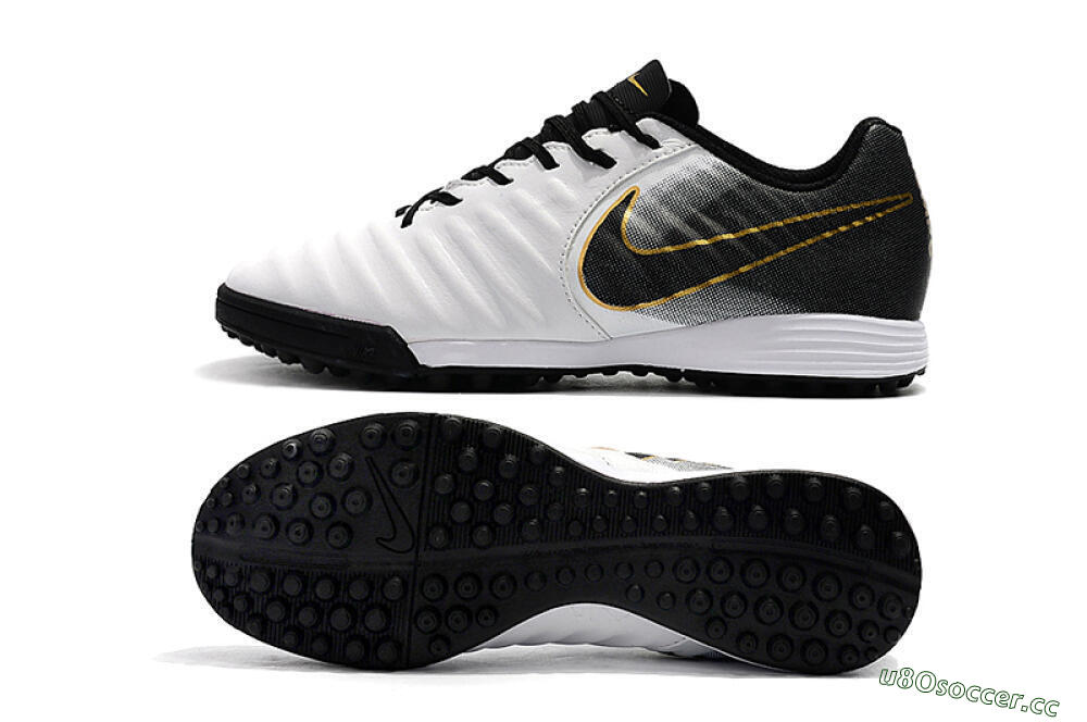 Men's Nike Tiempox Ligera IV TF Artificial Turf Low-Tops Football Shoes - White/Gold/Black 1