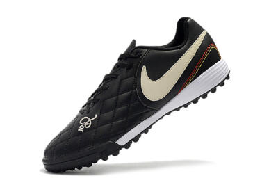 Men's Nike Tiempox Finale 10R TF Artificial Turf Low-Tops Football Shoes - Black/Beige/White