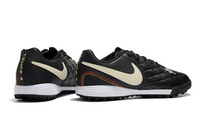 Men's Nike Tiempox Finale 10R TF Artificial Turf Low-Tops Football Shoes - Black/Beige/White
