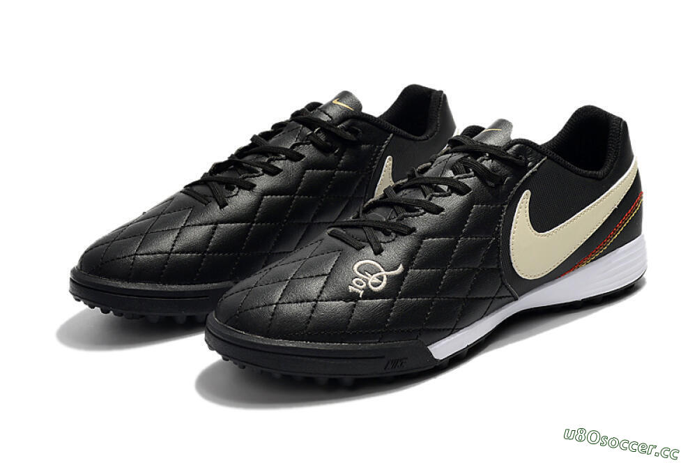 Men's Nike Tiempox Finale 10R TF Artificial Turf Low-Tops Football Shoes - Black/Beige/White 5