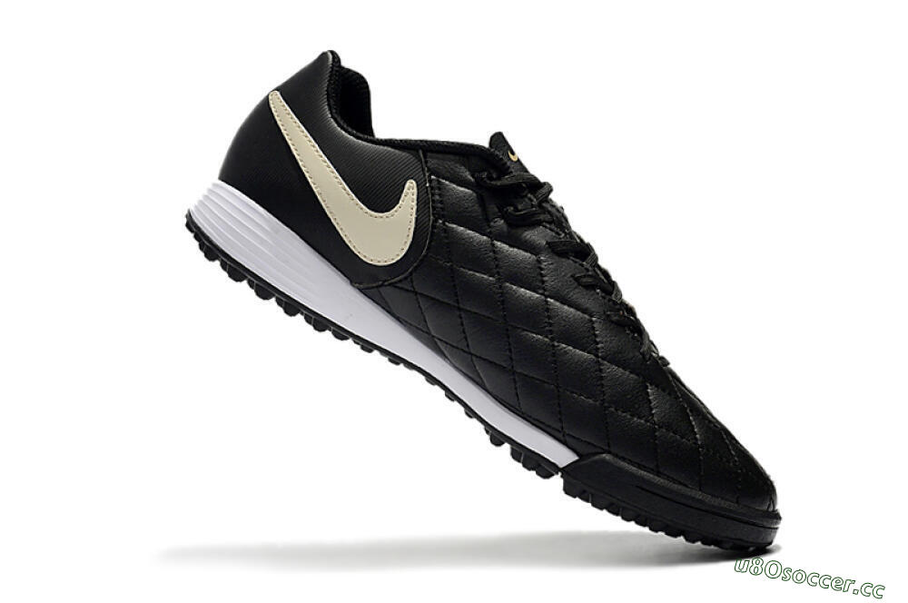 Men's Nike Tiempox Finale 10R TF Artificial Turf Low-Tops Football Shoes - Black/Beige/White 7