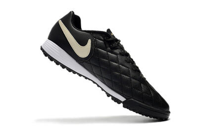 Men's Nike Tiempox Finale 10R TF Artificial Turf Low-Tops Football Shoes - Black/Beige/White