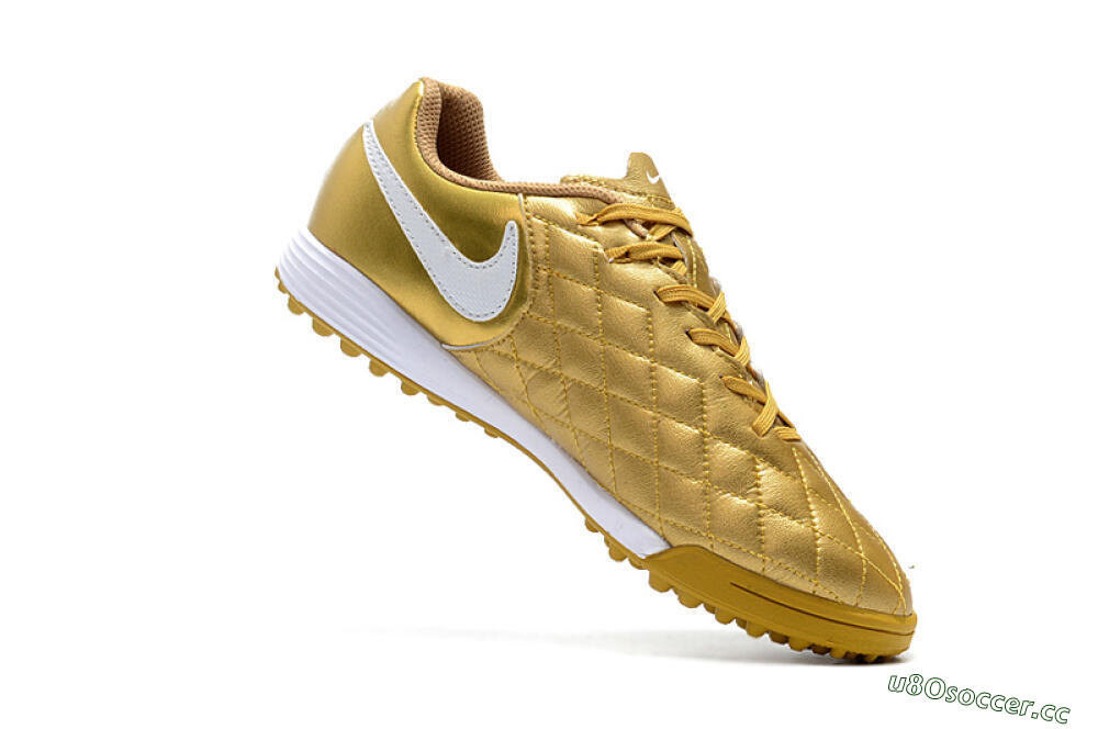 Men's Nike Tiempox Finale 10R TF Artificial Turf Low-Tops Football Shoes - Gold/White 7