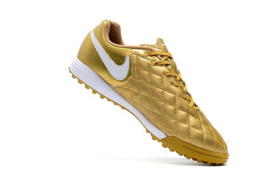 Men's Nike Tiempox Finale 10R TF Artificial Turf Low-Tops Football Shoes - Gold/White