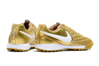 Men's Nike Tiempox Finale 10R TF Artificial Turf Low-Tops Football Shoes - Gold/White