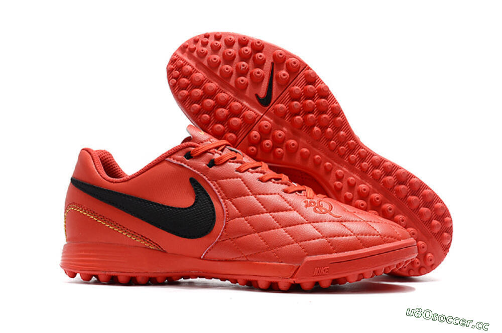 Men's Nike Tiempox Finale 10R TF Artificial Turf Low-Tops Football Shoes - Red/Black 2