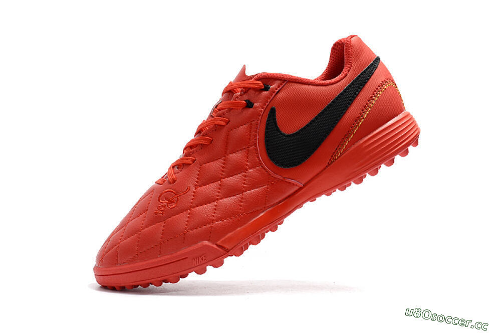Men's Nike Tiempox Finale 10R TF Artificial Turf Low-Tops Football Shoes - Red/Black 8
