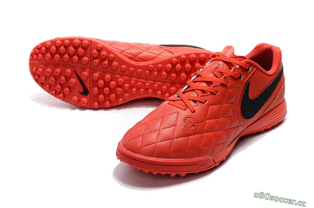 Men's Nike Tiempox Finale 10R TF Artificial Turf Low-Tops Football Shoes - Red/Black 3