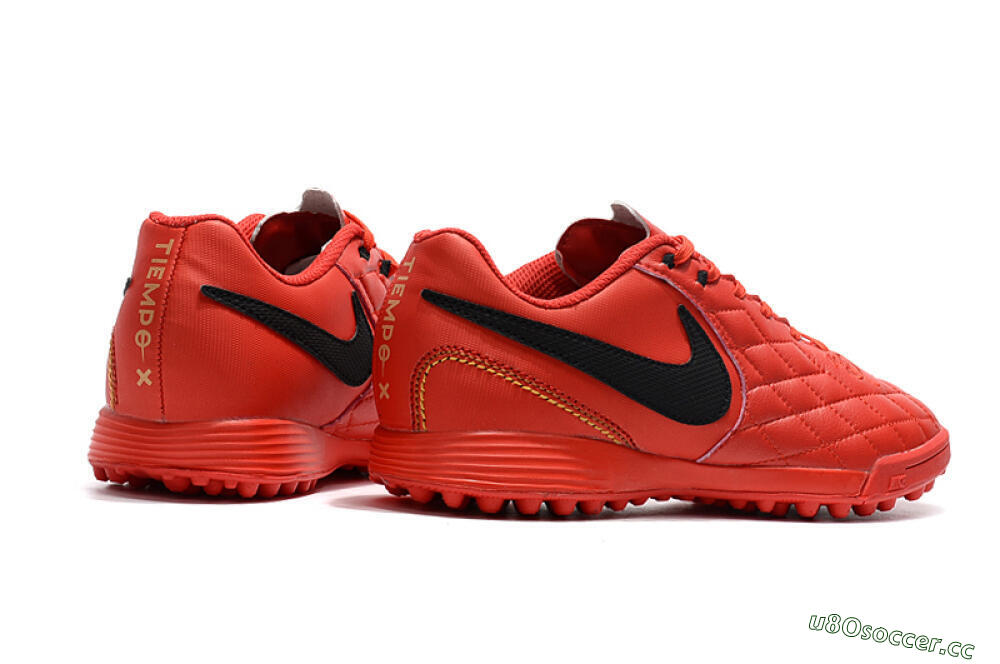 Men's Nike Tiempox Finale 10R TF Artificial Turf Low-Tops Football Shoes - Red/Black 9