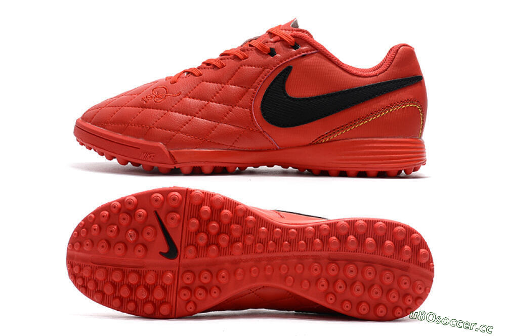 Men's Nike Tiempox Finale 10R TF Artificial Turf Low-Tops Football Shoes - Red/Black 1