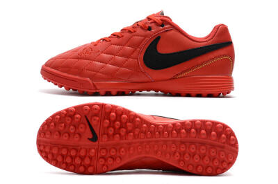 Men's Nike Tiempox Finale 10R TF Artificial Turf Low-Tops Football Shoes - Red/Black