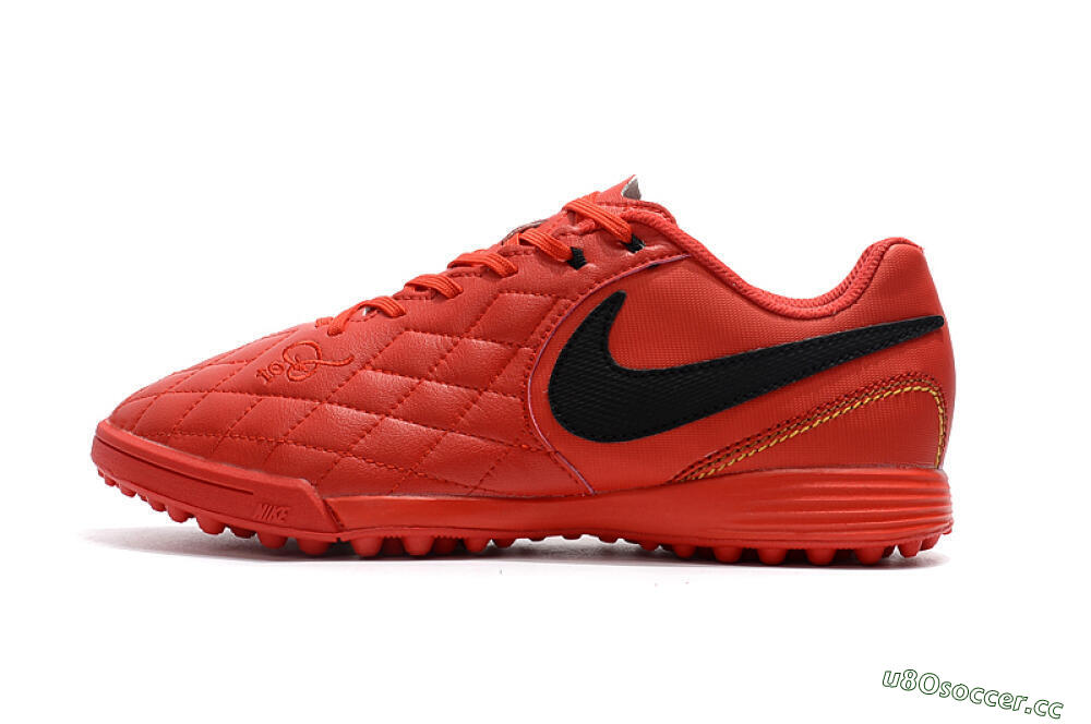 Men's Nike Tiempox Finale 10R TF Artificial Turf Low-Tops Football Shoes - Red/Black 0