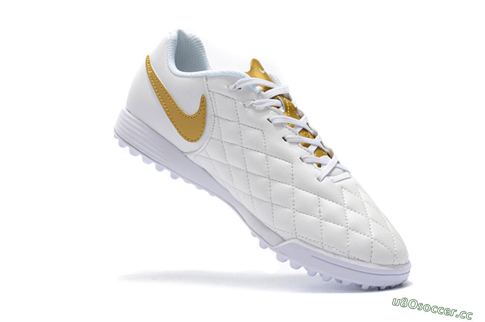 Men's Nike Tiempox Finale 10R TF Artificial Turf Low-Tops Football Shoes - White/Gold/Red 7