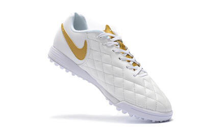 Men's Nike Tiempox Finale 10R TF Artificial Turf Low-Tops Football Shoes - White/Gold/Red