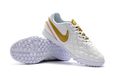 Men's Nike Tiempox Finale 10R TF Artificial Turf Low-Tops Football Shoes - White/Gold/Red