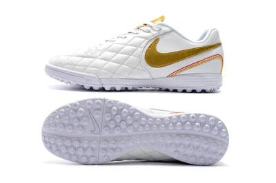 Men's Nike Tiempox Finale 10R TF Artificial Turf Low-Tops Football Shoes - White/Gold/Red