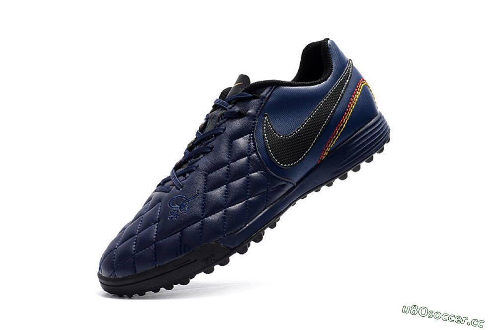 Men's Nike Tiempox Finale 10R TF Artificial Turf Low-Tops Football Shoes - Blue/Black/Red 8