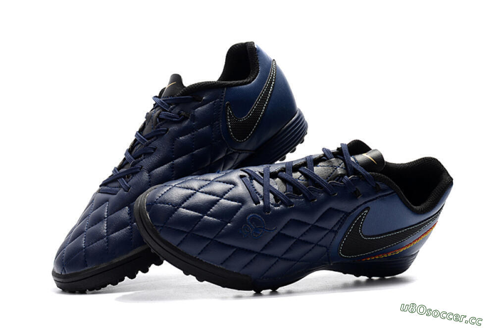Men's Nike Tiempox Finale 10R TF Artificial Turf Low-Tops Football Shoes - Blue/Black/Red 6