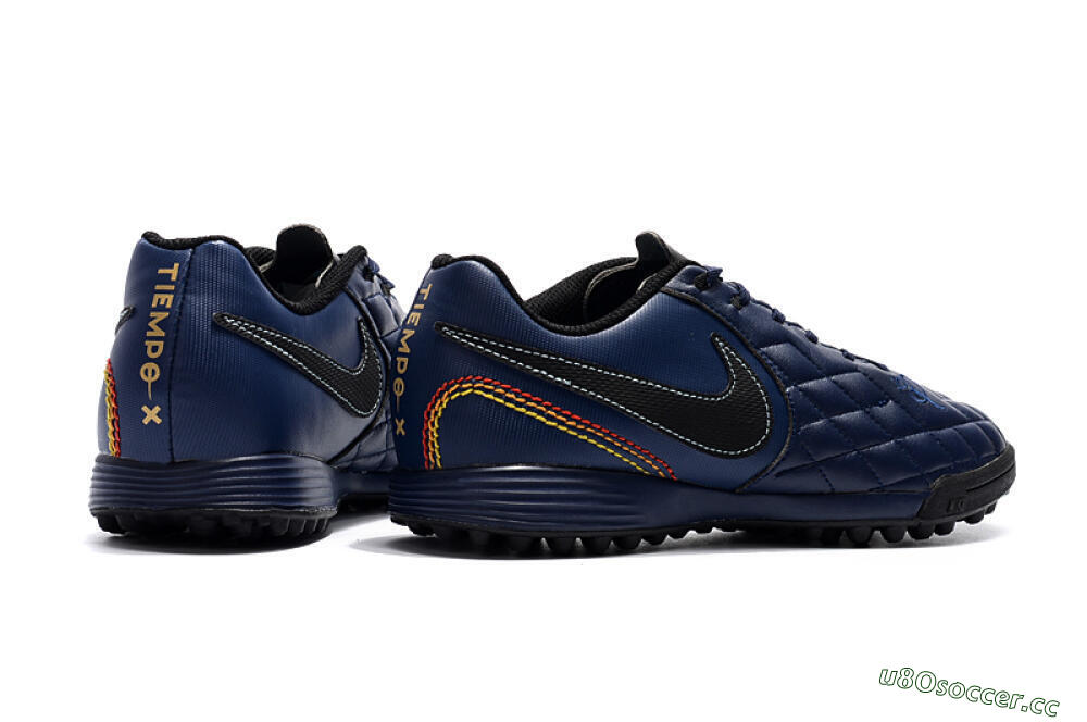 Men's Nike Tiempox Finale 10R TF Artificial Turf Low-Tops Football Shoes - Blue/Black/Red 9