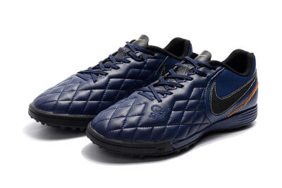 Men's Nike Tiempox Finale 10R TF Artificial Turf Low-Tops Football Shoes - Blue/Black/Red