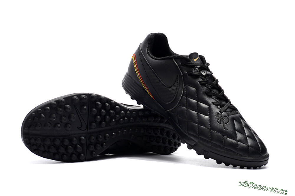 Men's Nike Tiempox Finale 10R TF Artificial Turf Low-Tops Football Shoes - Black/Red/Yellow 4