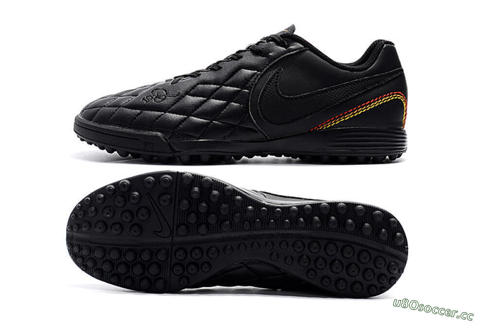 Men's Nike Tiempox Finale 10R TF Artificial Turf Low-Tops Football Shoes - Black/Red/Yellow 1