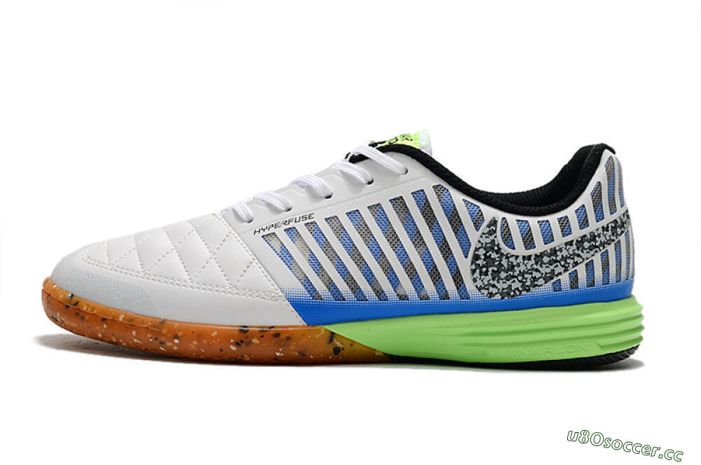 Men's Nike Lunar Gato 2 IC Indoor & Futsal Low-Tops Football Shoes - White/Black/Blue/Yellow 0