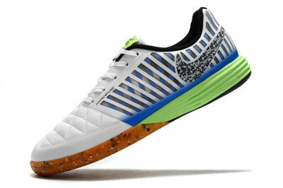 Men's Nike Lunar Gato 2 IC Indoor & Futsal Low-Tops Football Shoes - White/Black/Blue/Yellow