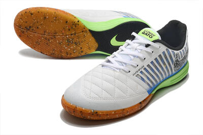 Men's Nike Lunar Gato 2 IC Indoor & Futsal Low-Tops Football Shoes - White/Black/Blue/Yellow