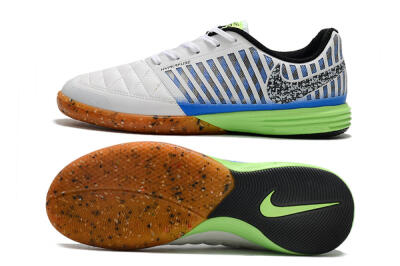 Men's Nike Lunar Gato 2 IC Indoor & Futsal Low-Tops Football Shoes - White/Black/Blue/Yellow