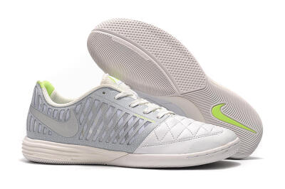 Men's Nike Lunar Gato 2 IC Indoor & Futsal Low-Tops Football Shoes - White/Grey/Silver