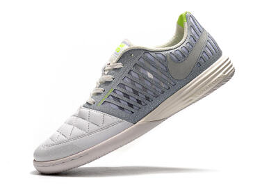 Men's Nike Lunar Gato 2 IC Indoor & Futsal Low-Tops Football Shoes - White/Grey/Silver