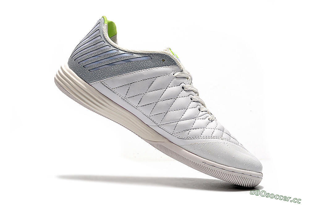 Men's Nike Lunar Gato 2 IC Indoor & Futsal Low-Tops Football Shoes - White/Grey/Silver 7