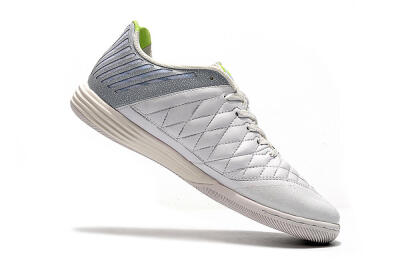 Men's Nike Lunar Gato 2 IC Indoor & Futsal Low-Tops Football Shoes - White/Grey/Silver
