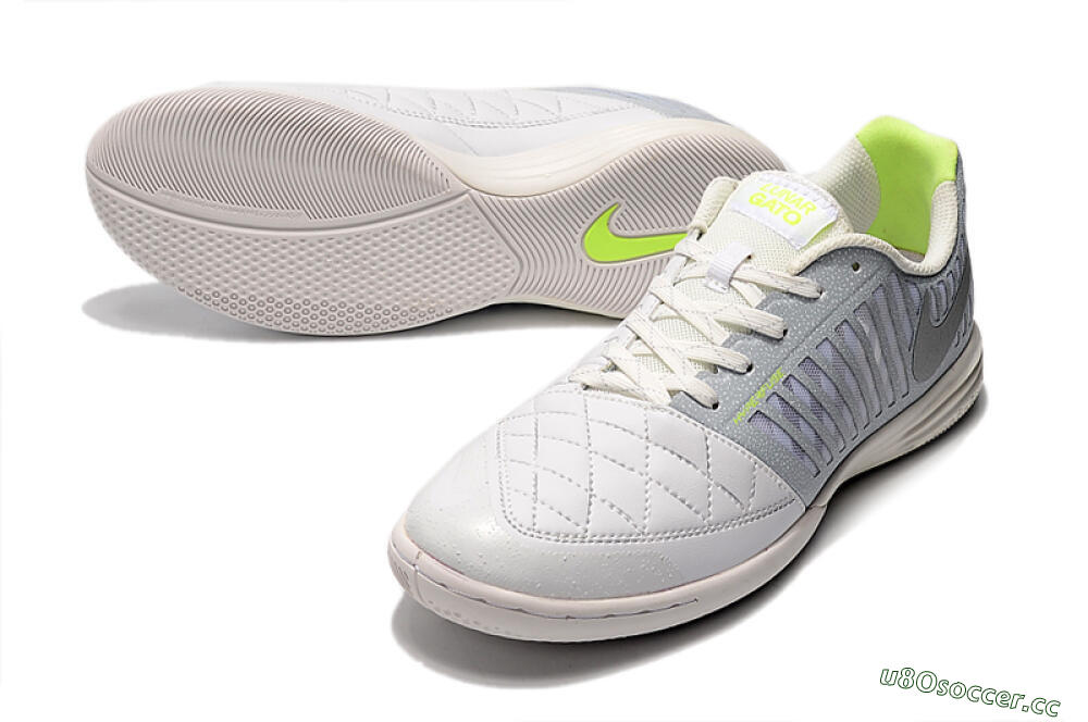 Men's Nike Lunar Gato 2 IC Indoor & Futsal Low-Tops Football Shoes - White/Grey/Silver 3