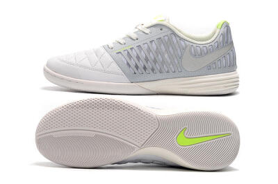 Men's Nike Lunar Gato 2 IC Indoor & Futsal Low-Tops Football Shoes - White/Grey/Silver