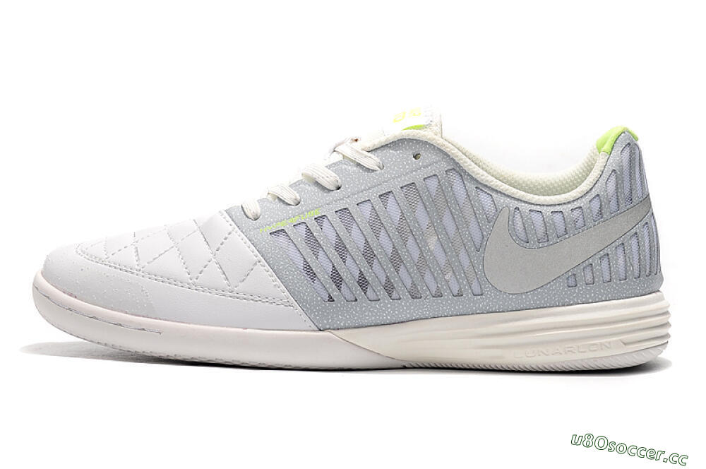 Men's Nike Lunar Gato 2 IC Indoor & Futsal Low-Tops Football Shoes - White/Grey/Silver 0