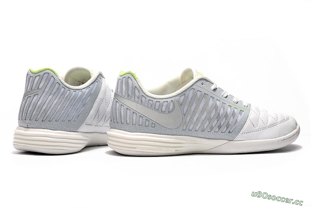 Men's Nike Lunar Gato 2 IC Indoor & Futsal Low-Tops Football Shoes - White/Grey/Silver 9