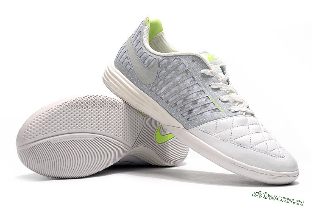 Men's Nike Lunar Gato 2 IC Indoor & Futsal Low-Tops Football Shoes - White/Grey/Silver 4