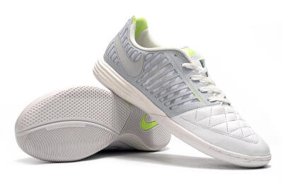Men's Nike Lunar Gato 2 IC Indoor & Futsal Low-Tops Football Shoes - White/Grey/Silver