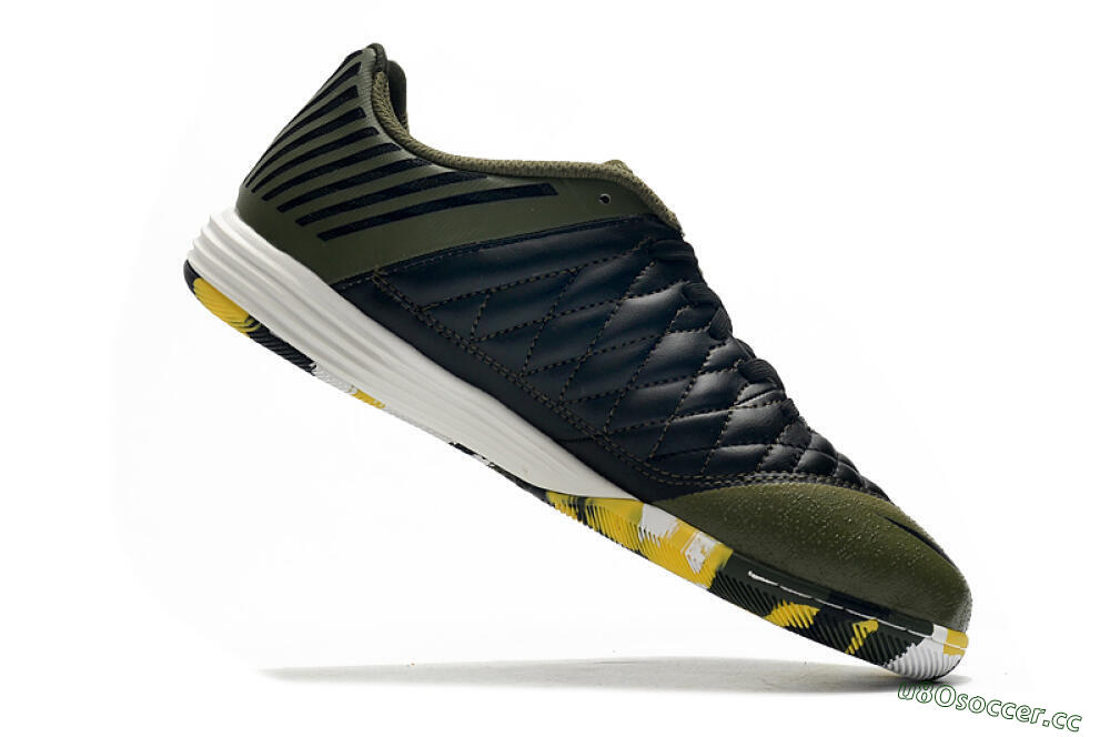 Men's Nike Lunar Gato 2 IC Indoor & Futsal Low-Tops Football Shoes - Black/Green/Yellow 4
