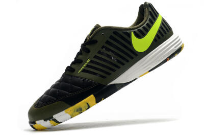 Men's Nike Lunar Gato 2 IC Indoor & Futsal Low-Tops Football Shoes - Black/Green/Yellow