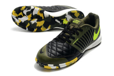 Men's Nike Lunar Gato 2 IC Indoor & Futsal Low-Tops Football Shoes - Black/Green/Yellow