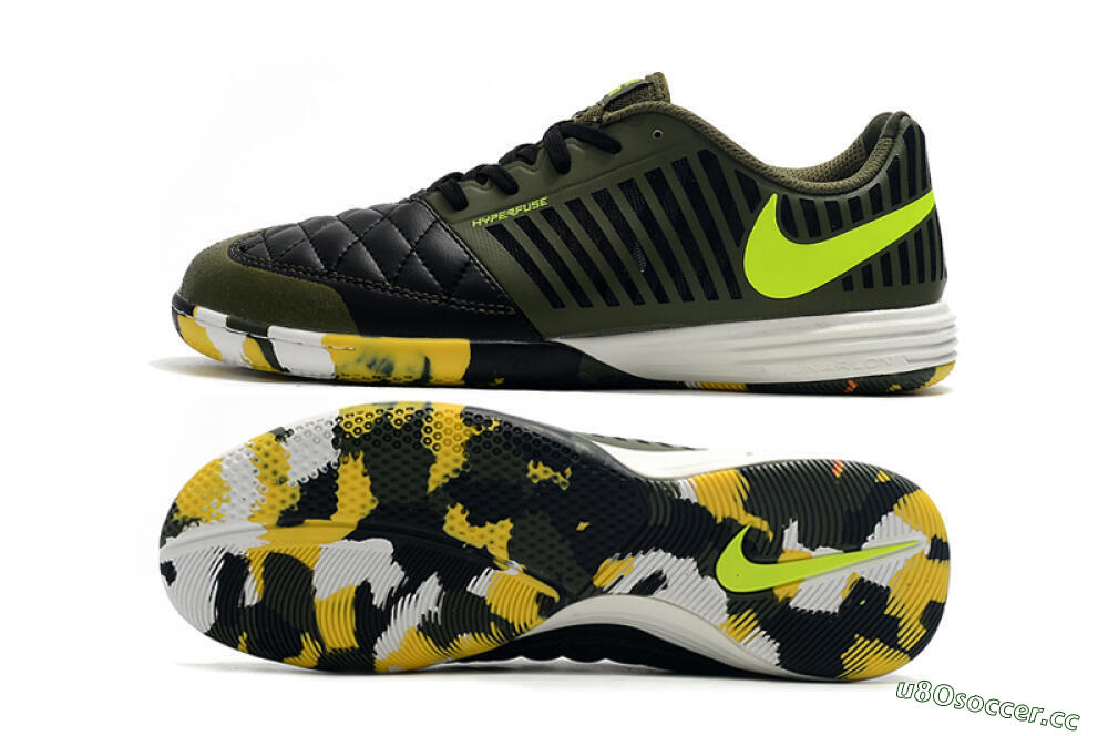 Men's Nike Lunar Gato 2 IC Indoor & Futsal Low-Tops Football Shoes - Black/Green/Yellow 1