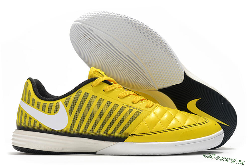Men's Nike Lunar Gato 2 IC Indoor & Futsal Low-Tops Football Shoes - Yellow/Black/White 2