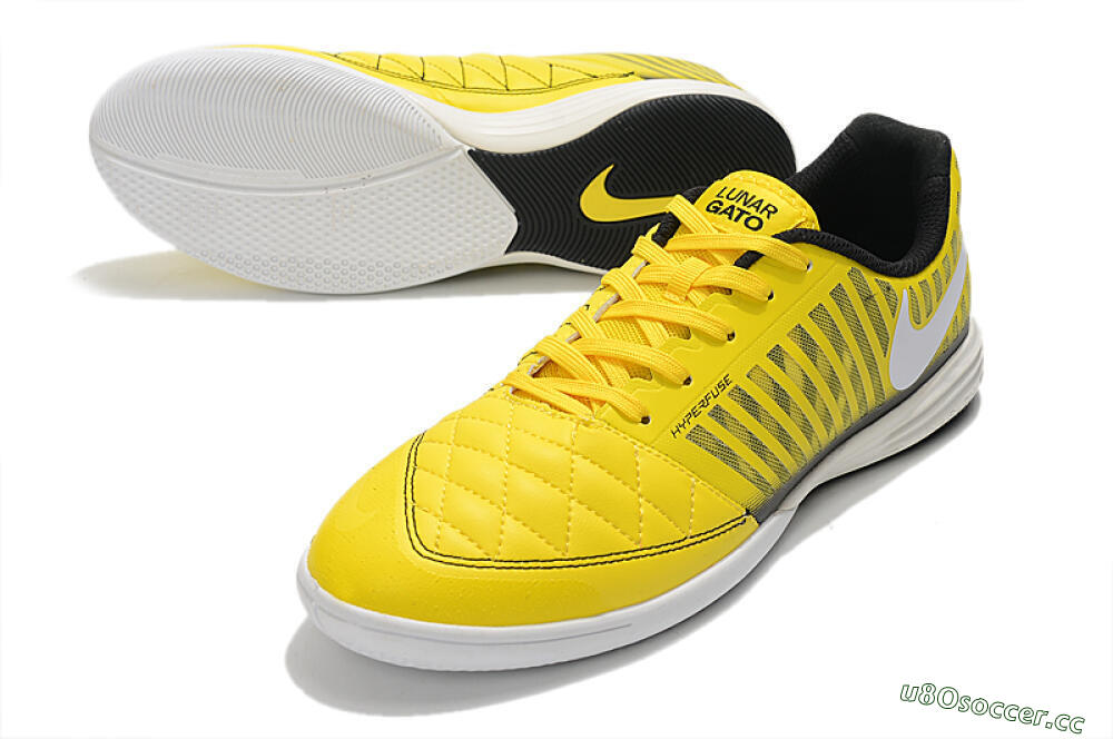 Men's Nike Lunar Gato 2 IC Indoor & Futsal Low-Tops Football Shoes - Yellow/Black/White 3