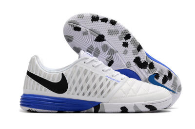 Men's Nike Lunar Gato 2 IC Indoor & Futsal Low-Tops Football Shoes - White/Black/Blue