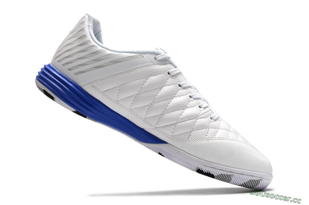 Men's Nike Lunar Gato 2 IC Indoor & Futsal Low-Tops Football Shoes - White/Black/Blue 4