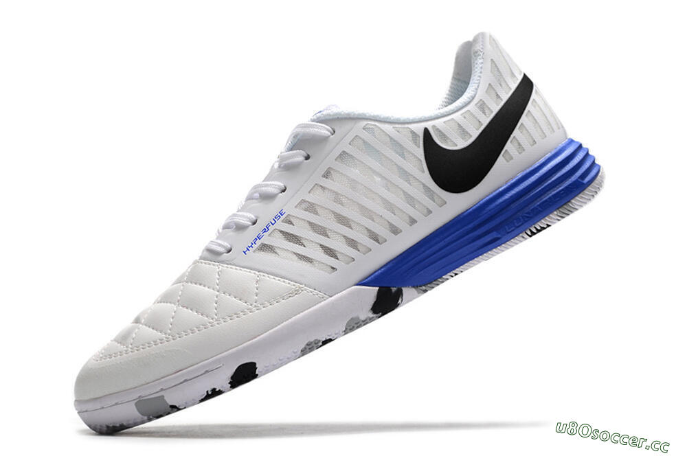 Men's Nike Lunar Gato 2 IC Indoor & Futsal Low-Tops Football Shoes - White/Black/Blue 5