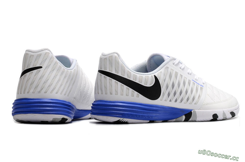 Men's Nike Lunar Gato 2 IC Indoor & Futsal Low-Tops Football Shoes - White/Black/Blue 6